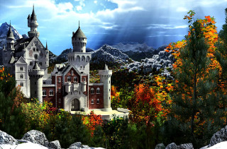 Castle forest mountains clouds sky - the sky above free wallpaper for desktop