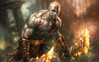 Man sword demon arm painting 3 - flame free wallpaper