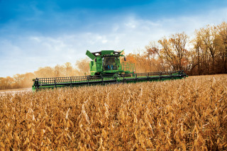 Green combine harvesting wheat fall - cornelisz hendriksz vroom free wallpaper
