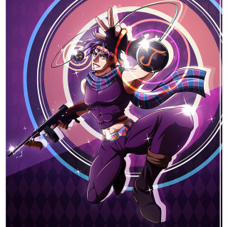 Woman gun purple background circular - circular free wallpaper