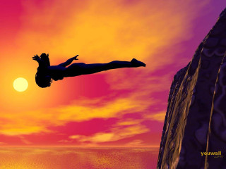 Cliff jumping ocean sunset pink - sunset free wallpaper