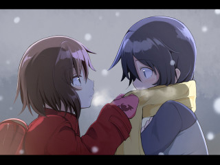 Two people snow falling holding - two person free wallpaper