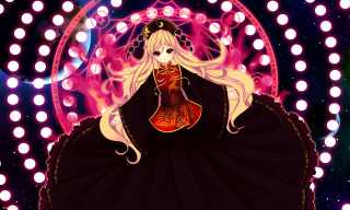 Black dress red yellow hat - pop surrealism free wallpaper
