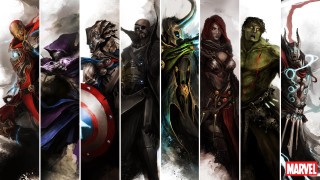 Avengers characters group white background - marvel free wallpaper