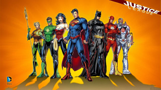 Justice league characters orange background - justice free wallpaper