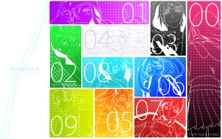 Colorful poster woman face numbers - a mosaic free wallpaper