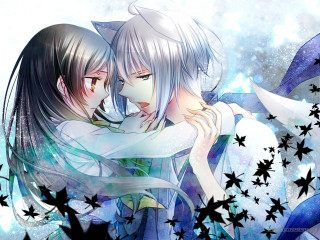 Anime couple hugging stars blue - a storybook illustration free wallpaper