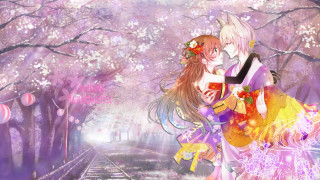 Anime couple hugging woods flowers - flower free wallpaper for desktop