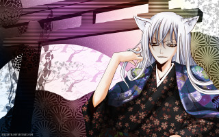 Woman white hair kimono fan - a wall free wallpaper for desktop