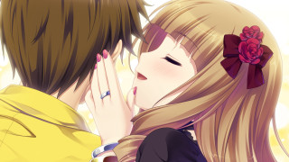 Couple kissing flower hair yellow - yellow free wallpaper