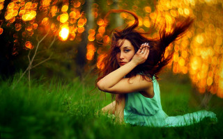 Woman grass hair wind bokeh - anka zhuravleva free wallpaper