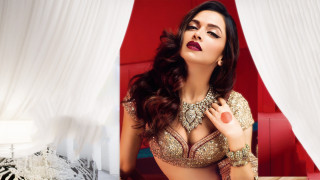 Woman gold outfit posing hands - her chest free wallpaper