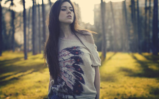 Woman forest hair wind serious - the wind free wallpaper
