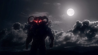 Man field fullmoon clouds night - bedwyr williams free wallpaper