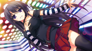 Woman longhair blackshirt redskirt colorfultunnel - a black shirt free wallpaper