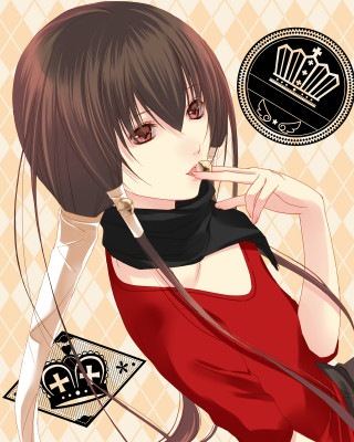 Woman red dress black scarf - crown free wallpaper