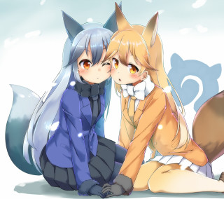 Anime characters sitting back to 2 - furry free wallpaper