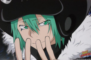 Man green hair hat black - a white feather free wallpaper