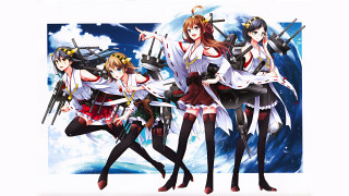 Anime girls swords sky clouds - their hand and a sky background free wallpaper