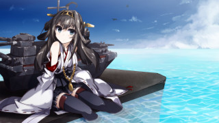 Woman luggage water ship bird - overhead free wallpaper