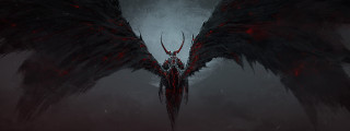 Demonic bird large wings foggy - a foggy area free wallpaper