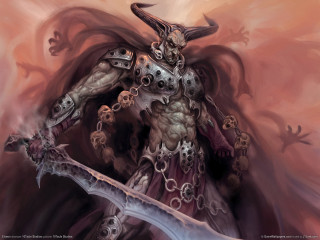 Demon sword shoulder skull arm - a painting of a demon free wallpaper
