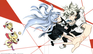 Anime couple hugging red white - background free wallpaper