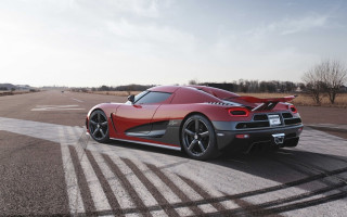 Red sports car road field 4 - a road next free wallpaper