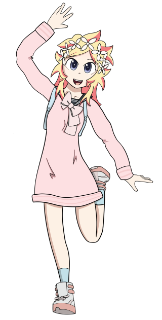 Cartoon girl pink dress white - a white hat free wallpaper