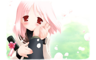 Pink haired girl red eyes 6 - red eyes holding free wallpaper