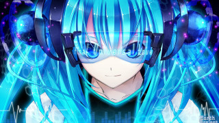 Anime girl blue hair headphones - headphone free wallpaper