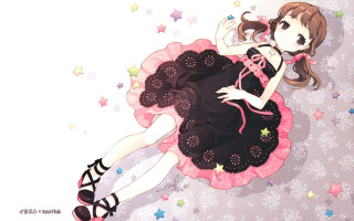 Girl dress bed stars ponytail - her leg free wallpaper