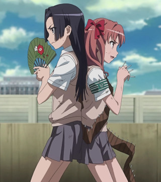 Anime characters walking fan building - two anime character free wallpaper