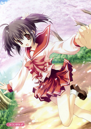Girl running woods knife bird - overhead free wallpaper