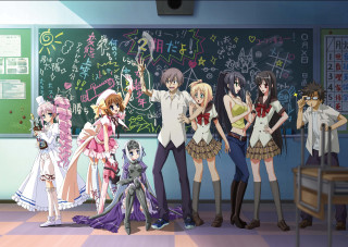 Anime girls chalkboard man standing - a chalkboard free wallpaper