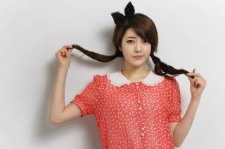 Woman ponytail holding hair posing - her hand behind her head free wallpaper