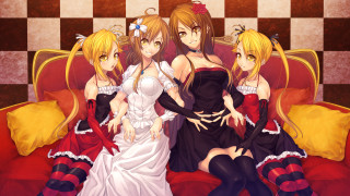 Women group red couch sitting - a group of women free wallpaper for desktop
