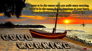 Boat beach sunset cloudy sky - a sunset in the background and a quote free wallpaper