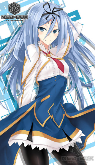 Anime girl long blue hair 2 - tie free wallpaper