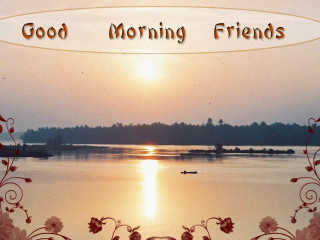 Lake boat good morning friends - anne dunn free wallpaper