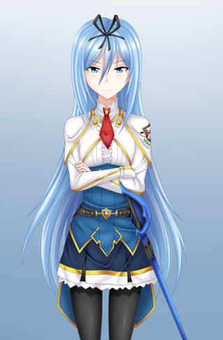 Anime girl blue hair red 13 - a red tie free wallpaper