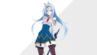 Woman blue hair sword white - a white background free wallpaper