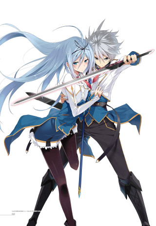 Anime characters swords book action - one holding free wallpaper