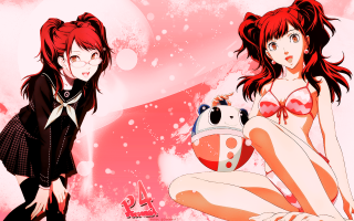 Anime girls red hair black - black clothes free wallpaper