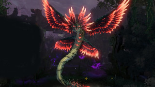 Red bird flying forest trees - league of legends concept art free wallpaper