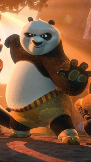 Panda dancing cartoon scene animals - character free wallpaper