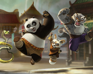 Cartoon animals flying city street - a group of cartoon animals free wallpaper