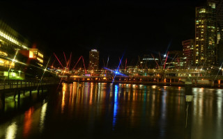City skyline river bridge night 13 - interactive free wallpaper