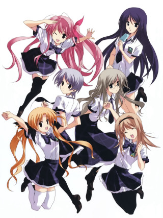 Girls school uniforms posing picture - poster art free wallpaper