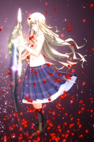 Girl long hair sword roses - ufotable free wallpaper